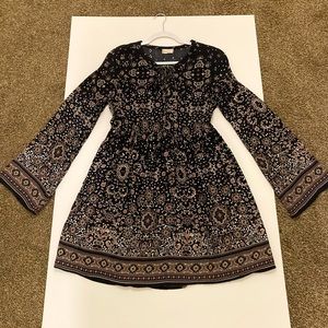 Altar'd State ~ Long Sleeve Boho Dress with Lace-up Detail